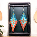 Boucles d'oreilles en perles de verre Miyuki rouges et turquoises
