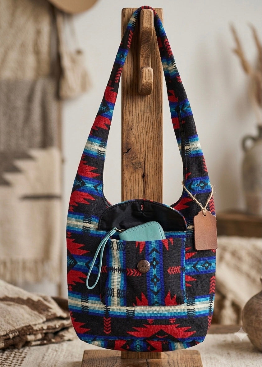 Sac bandoulière OLDTRIBES™ rouge et bleu soul