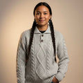 Pull gris en maille torsadée d'alpaga Cayambe