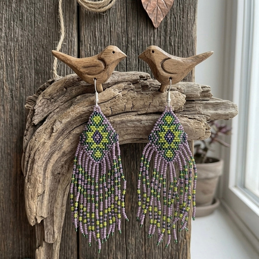 Boucles d'oreilles pendantes à franges (Violet)