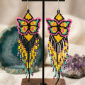 Black Beaded Dancing Wing Earrings