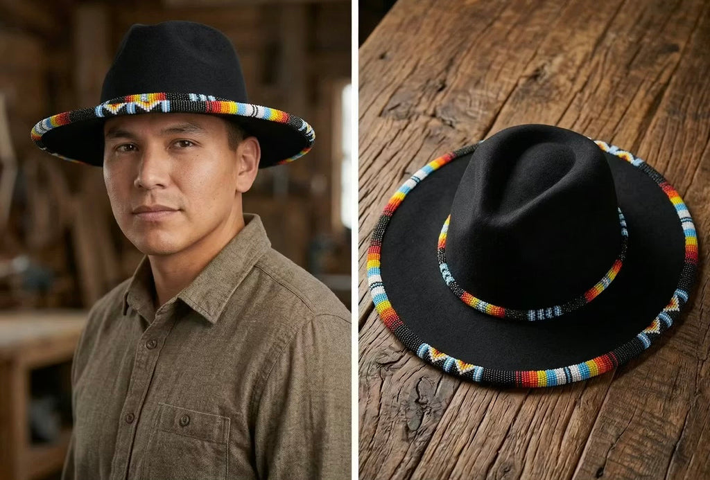 Chapeau perlé fait main, taille 60