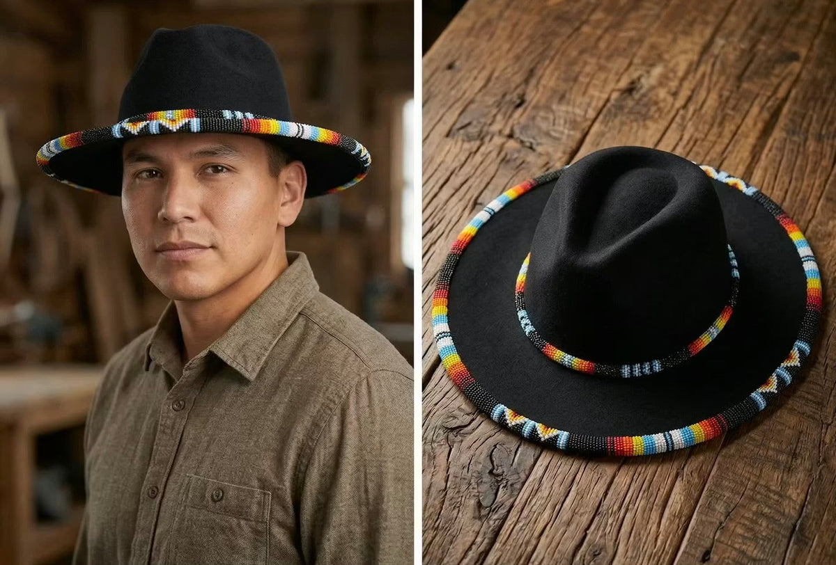 Chapeau perlé fait main, taille 60
