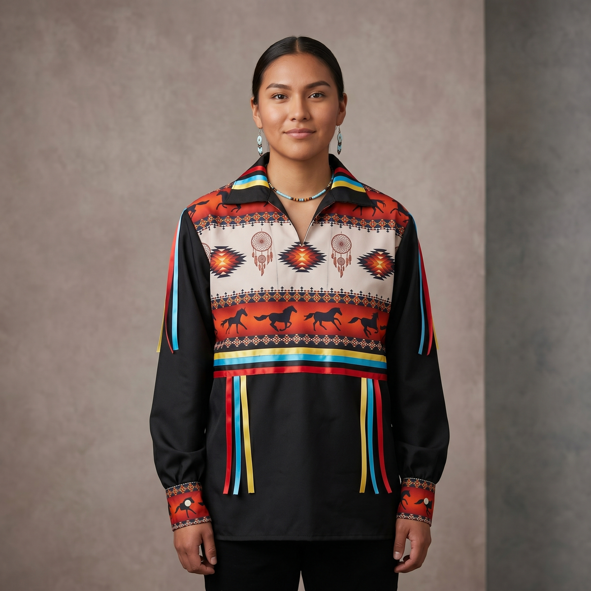 Chemise à rubans avec chevaux