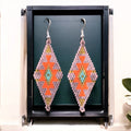 Boucles d'oreilles en perles de verre Miyuki gris-violet et rouge