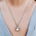 Colliers pendentifs en acier inoxydable avec petit ours et longue chaîne