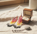 Boucles d'oreilles perlées Esprit Oiseau de feu rose