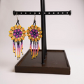 Boucles d'oreilles en perles Fleur violette et jaune