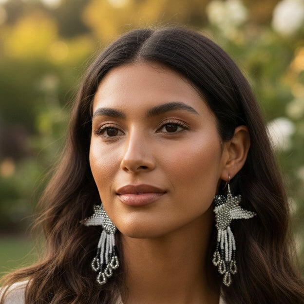 Boucles d'oreilles colibri perlées faites à la main