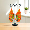 Boucles d'oreilles perlées « Danseuse Ciel Orange »