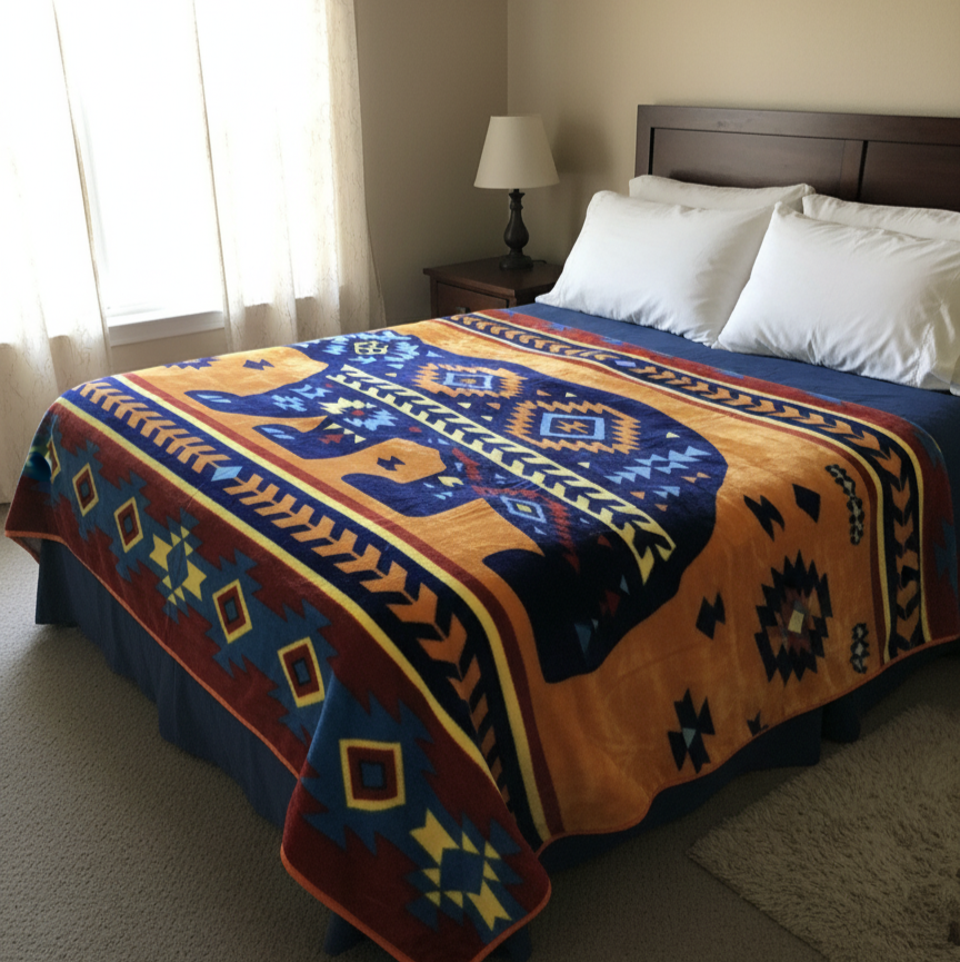 COUVERTURE DE LUXE ULTRA DOUCE EN PELUCHE (Ours Navajo)