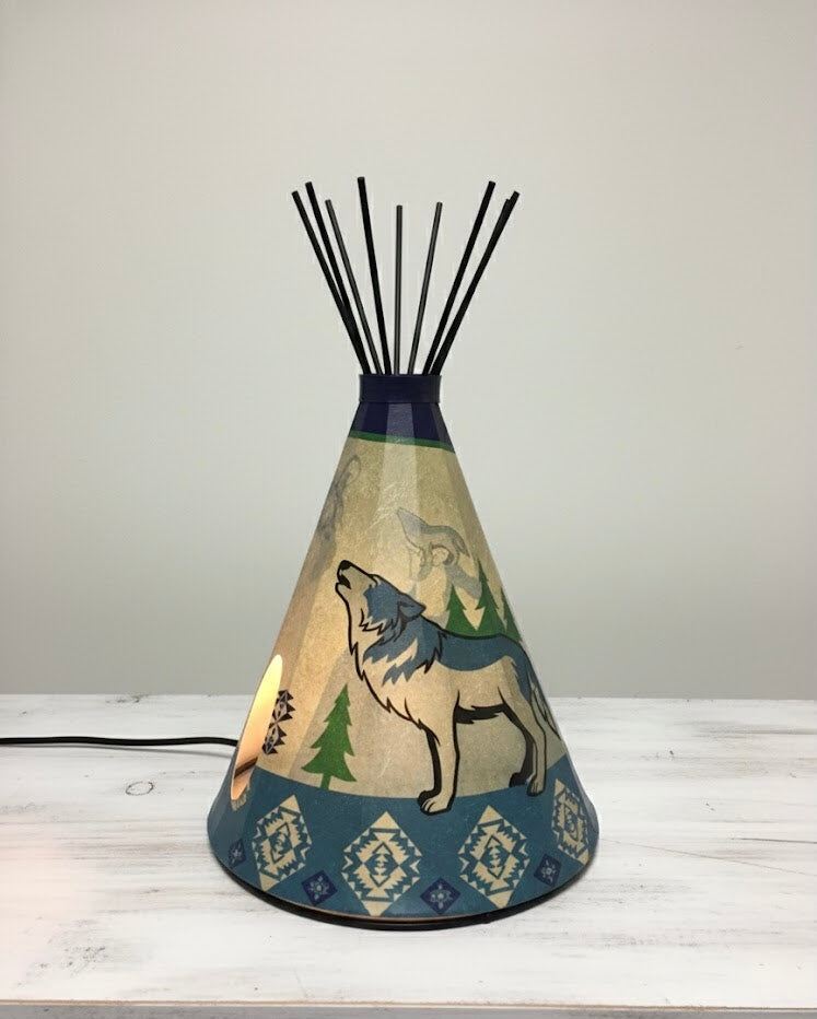 Lampe de table tipi – Loup solitaire hurlant