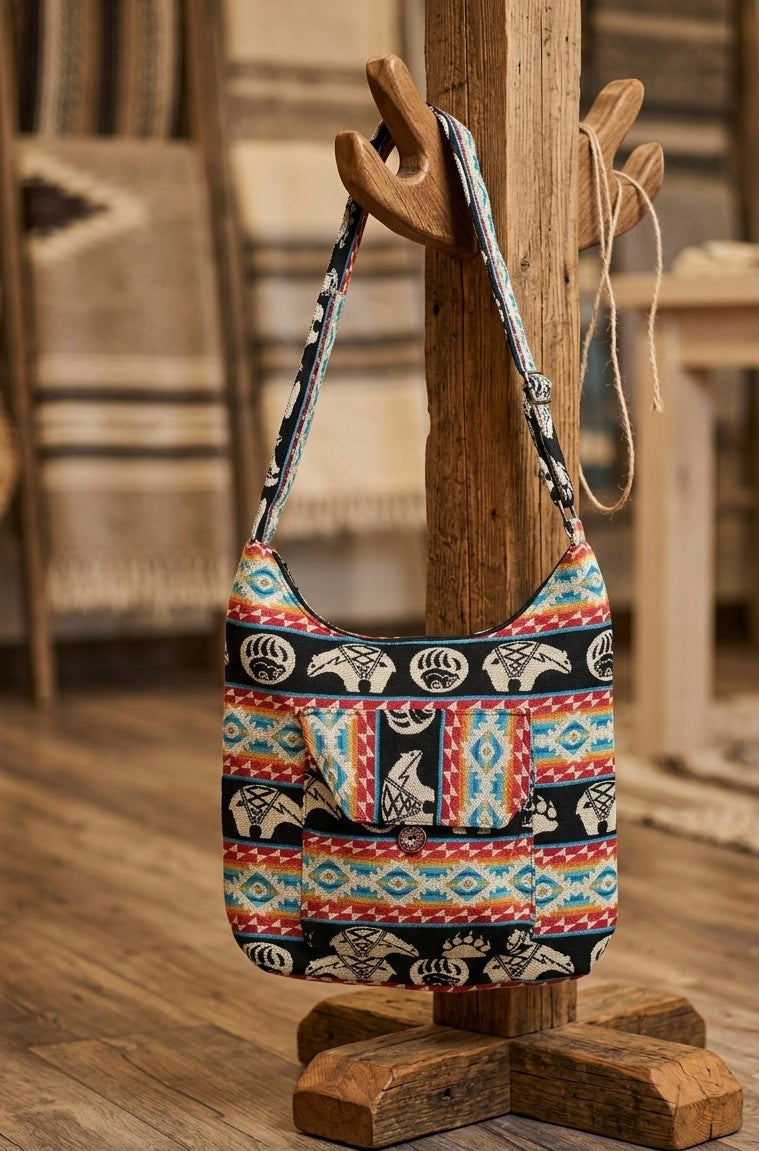 OLDTRIBES™ Red and Black  Bear Paw Crossbody Bag
