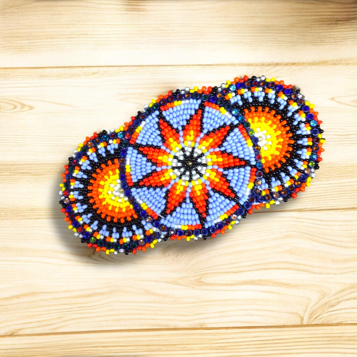 Barrettes bleues claires perlées amérindiennes