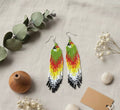 Boucles d'oreilles perlées Esprit Oiseau de Feu Vert