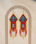 Boucles d'oreilles perles en forme d'oiseau-tonnerre (Rouge)