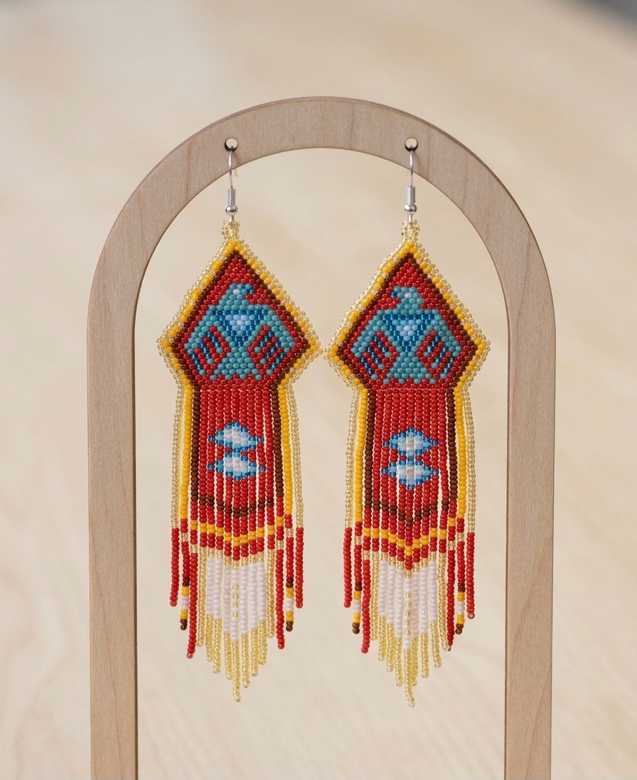 Boucles d'oreilles perles oiseau-tonnerre jaune