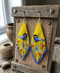Boucles d'oreilles pendantes oiseau (jaunes)