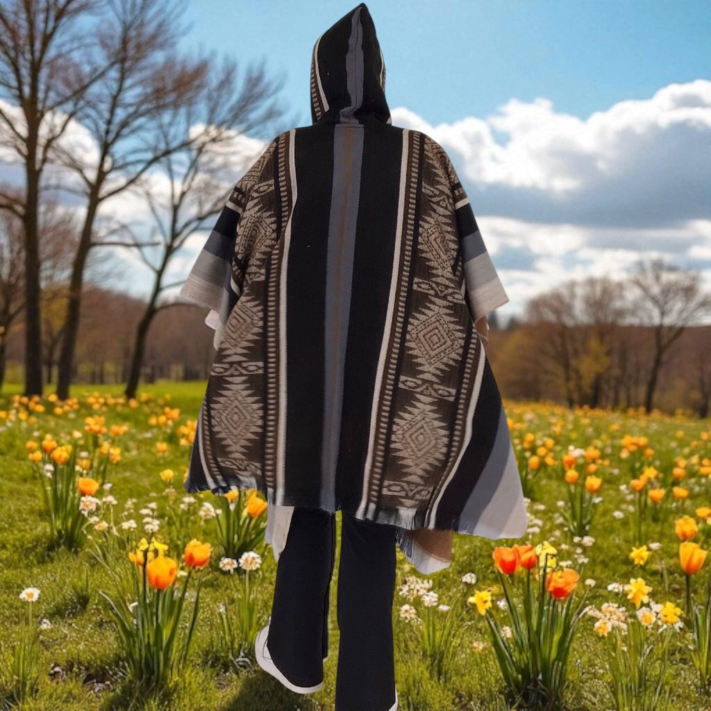 Ponchos en laine doux faits à la main, brun chocolat