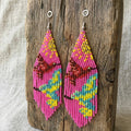 Boucles d'oreilles perlées « Danseuse Ciel Rose »
