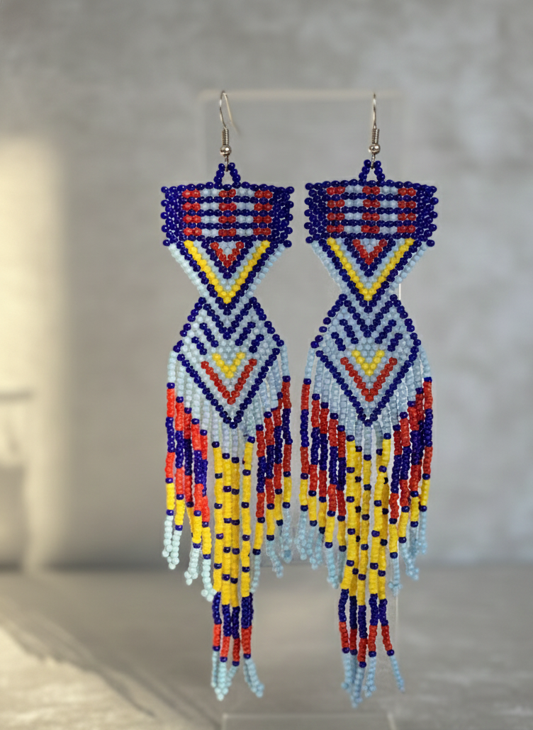 Boucles d'oreilles perlées Chemin du coucher de soleil bleu