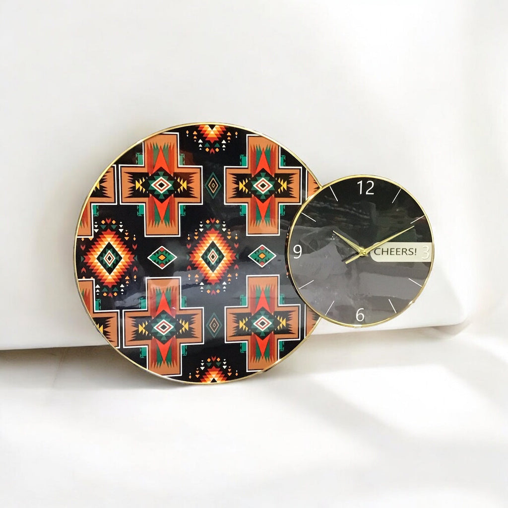 Horloge murale à motif ethnique