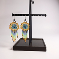 Green Blue Flower beaded Earrings