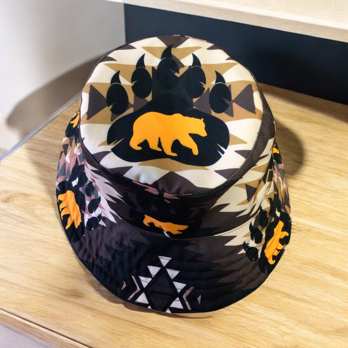 Chapeau Bob Marron Style Amérindien Sentier Patte d'Ours