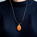 Pendentif Pierre Orange Arbre de Vie Doré