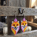Boucles d'oreilles renard perlées (rose)
