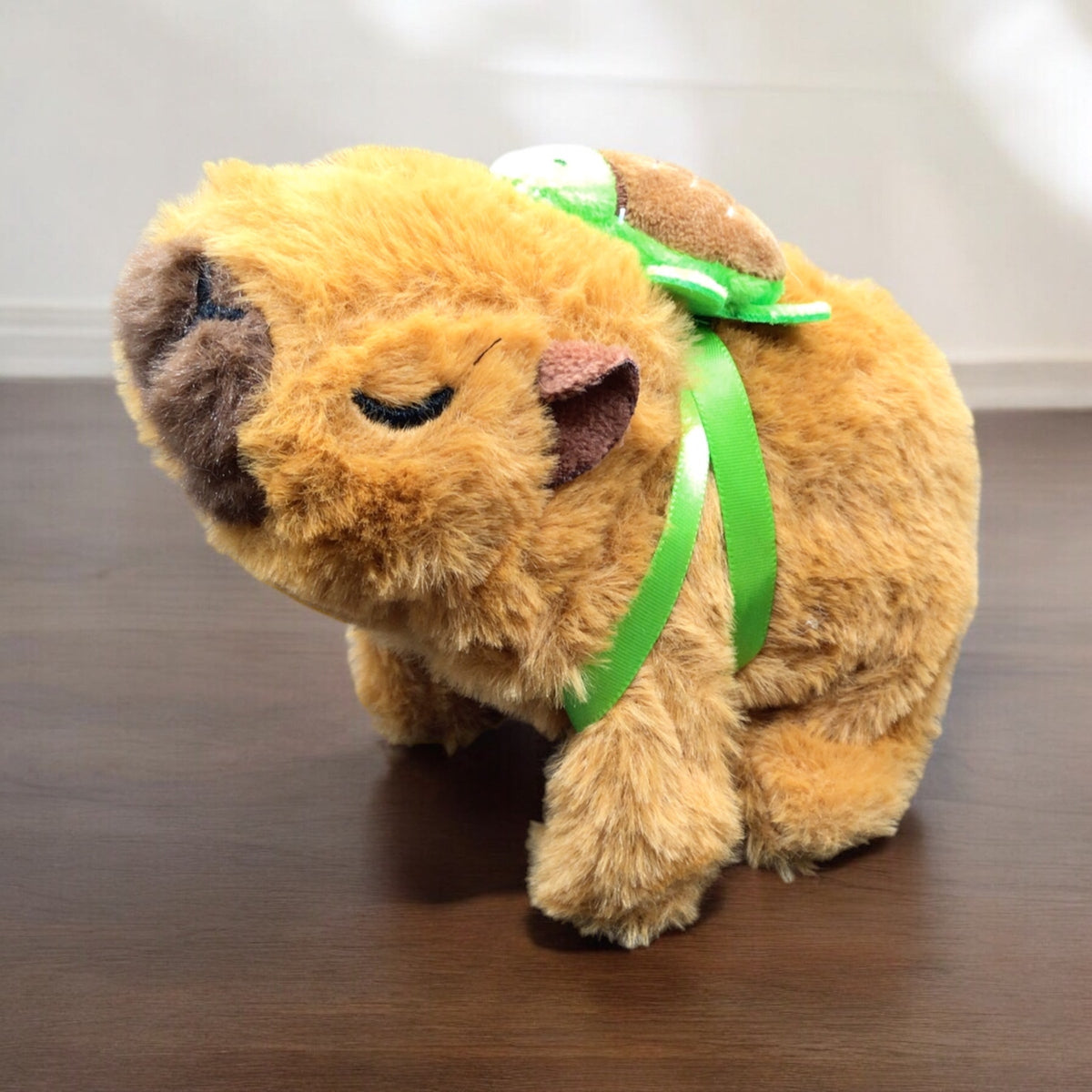 Peluche de capybara électrique interactive avec sac à dos tortue