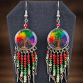 Boucles d'oreilles multicolores en éclats de pierre OLDTRIBES™ Arbre de vie