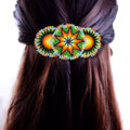 Barrettes perlées amérindiennes vert clair