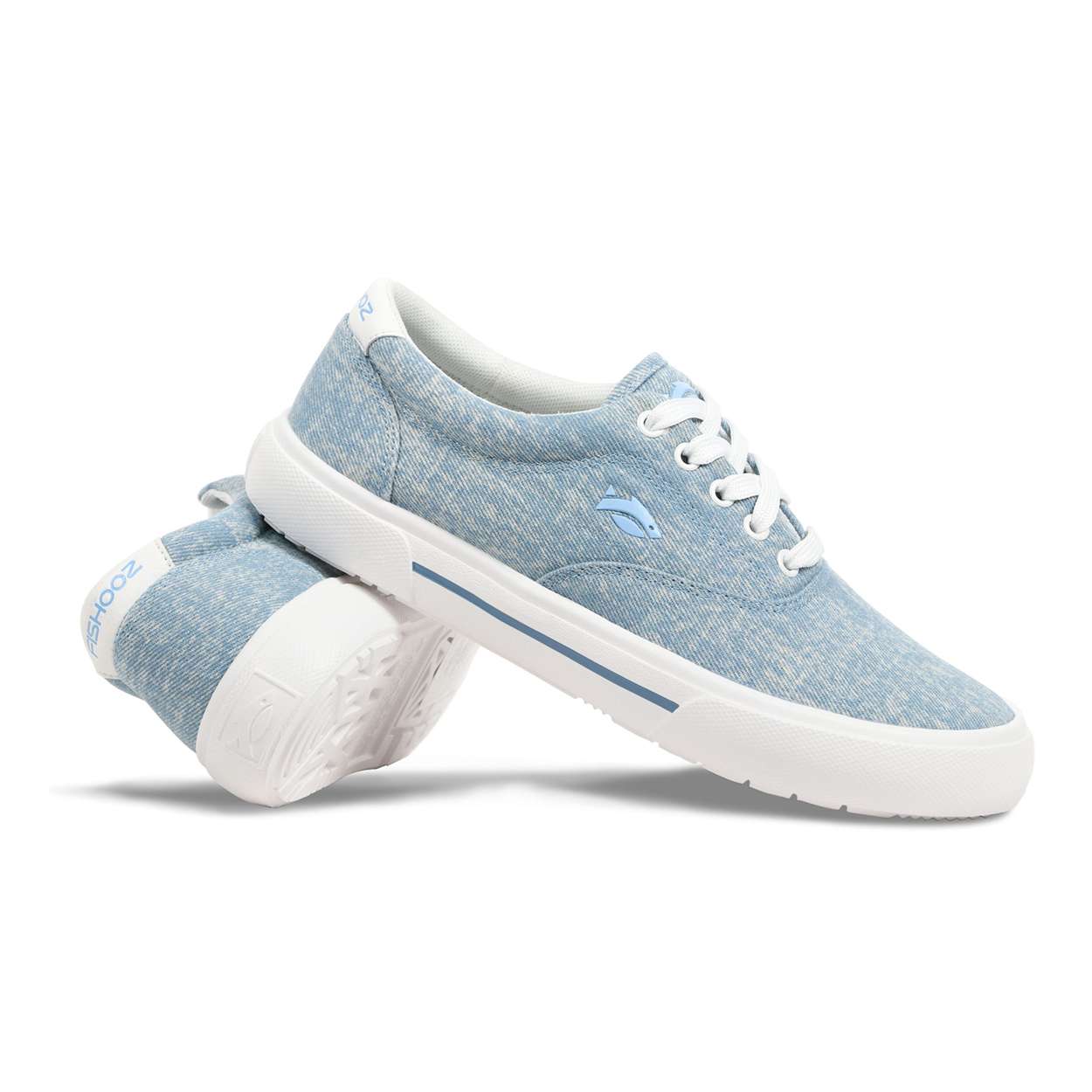Fishooz Women's Sunwashed Lace Denim/White