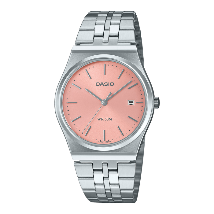 CASIO Vintage Analogique Pêche/Acier inoxydable argenté | MTPB145DC-4AVT