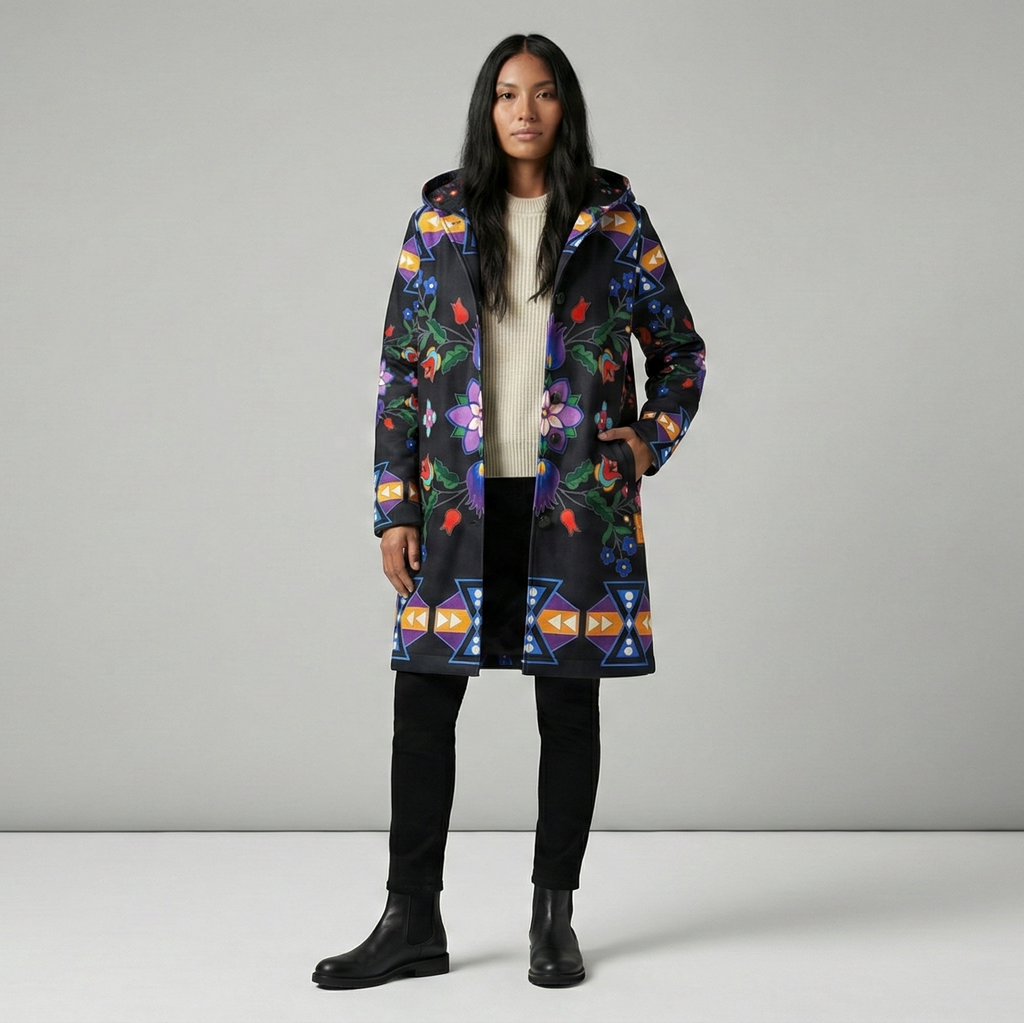 Manteau long à fleurs rose OLDTRIBES™