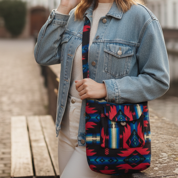 Sac bandoulière OLDTRIBES™ rouge et bleu soul
