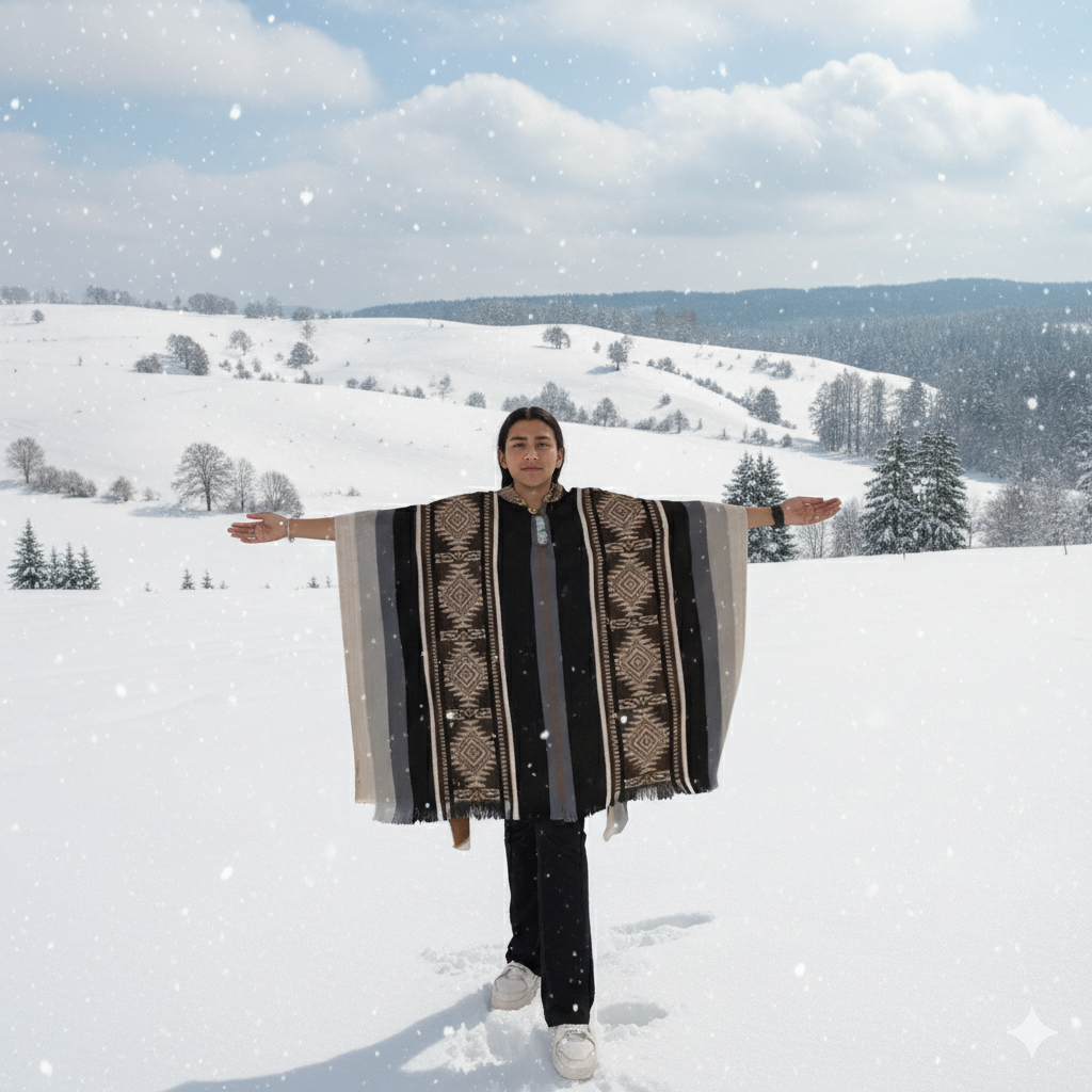 Ponchos en laine doux faits à la main, brun chocolat