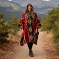 Ponchos en pure laine de lama rouge