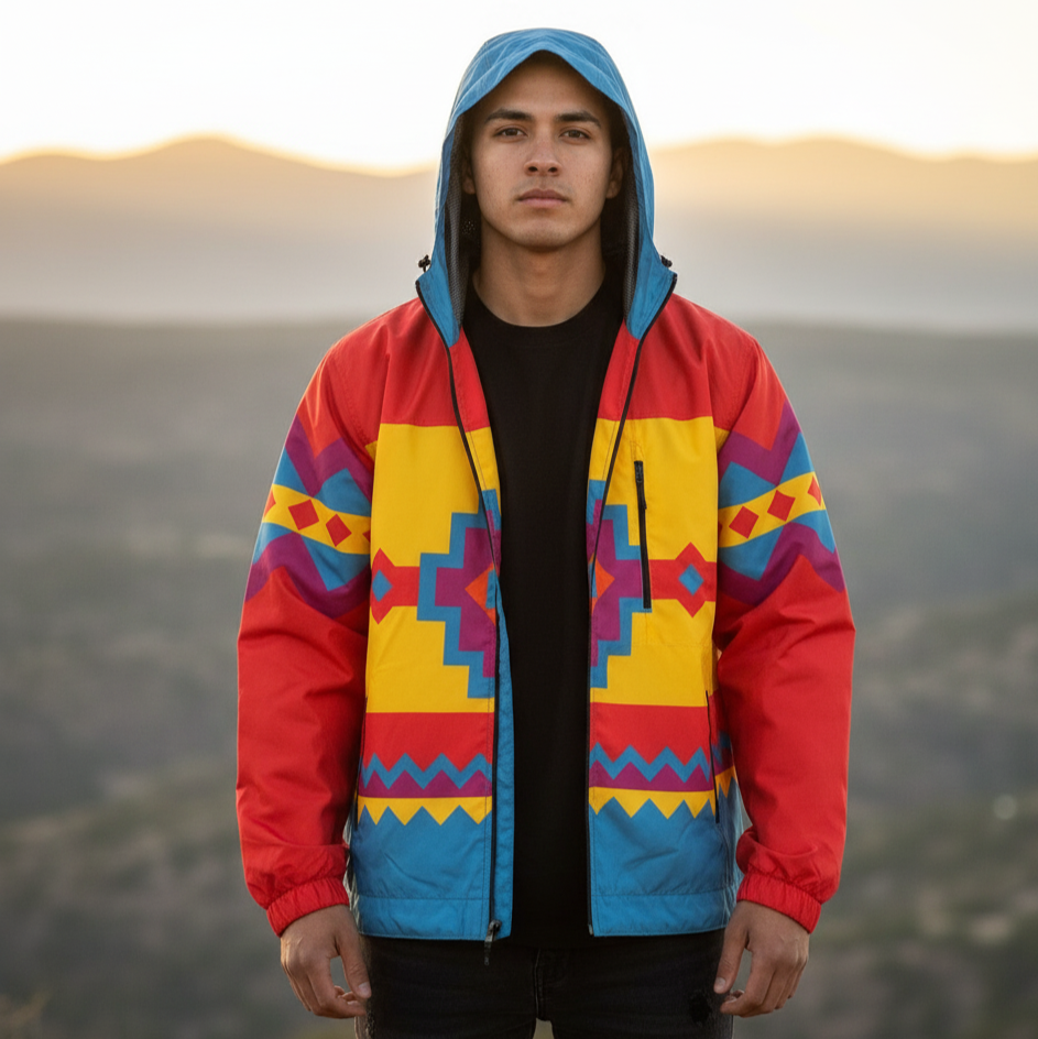 Coupe-vent zigzag bleu OLDTRIBES™