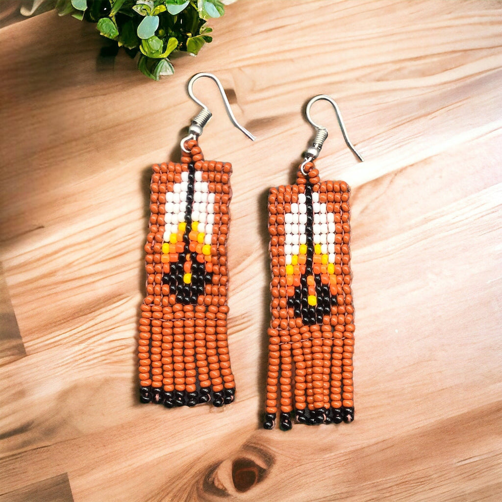 Boucles d'oreilles Oldtribes™ Marron à Plumes et Perles