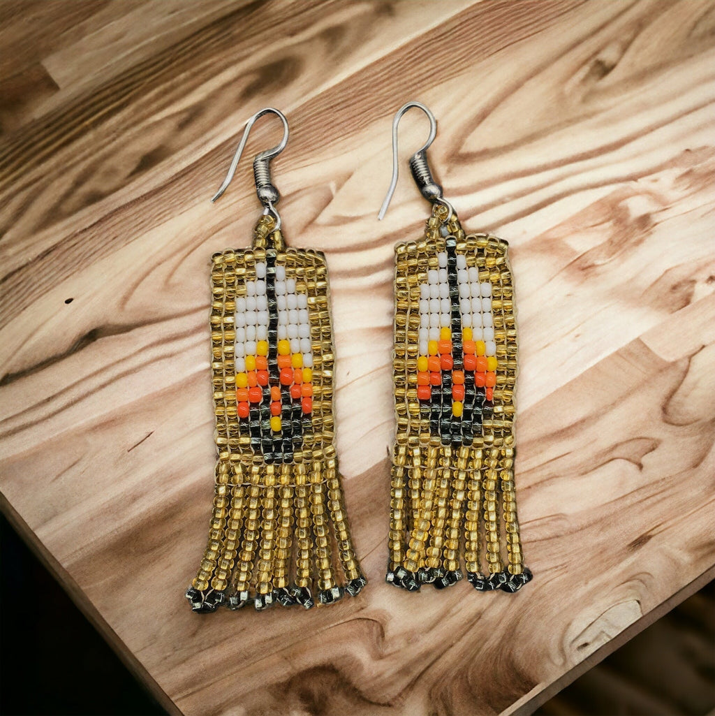 Boucles d'oreilles Oldtribes™ Golden Beaded Feather