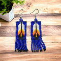 Boucles d'oreilles Oldtribes™ à plumes et perles bleu foncé