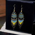 Boucles d'oreilles OldTribes™ peintes du Sud-ouest, bleues et noires
