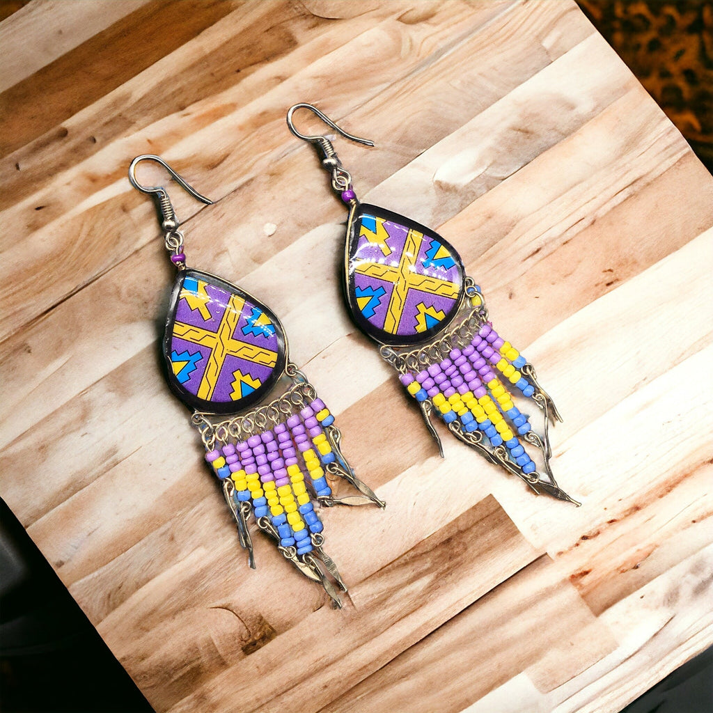 Boucles d'oreilles OldTribes™ violettes peintes du sud-ouest