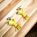 Boucles d'oreilles colibri perlées jaune fluo OLDTRIBES™