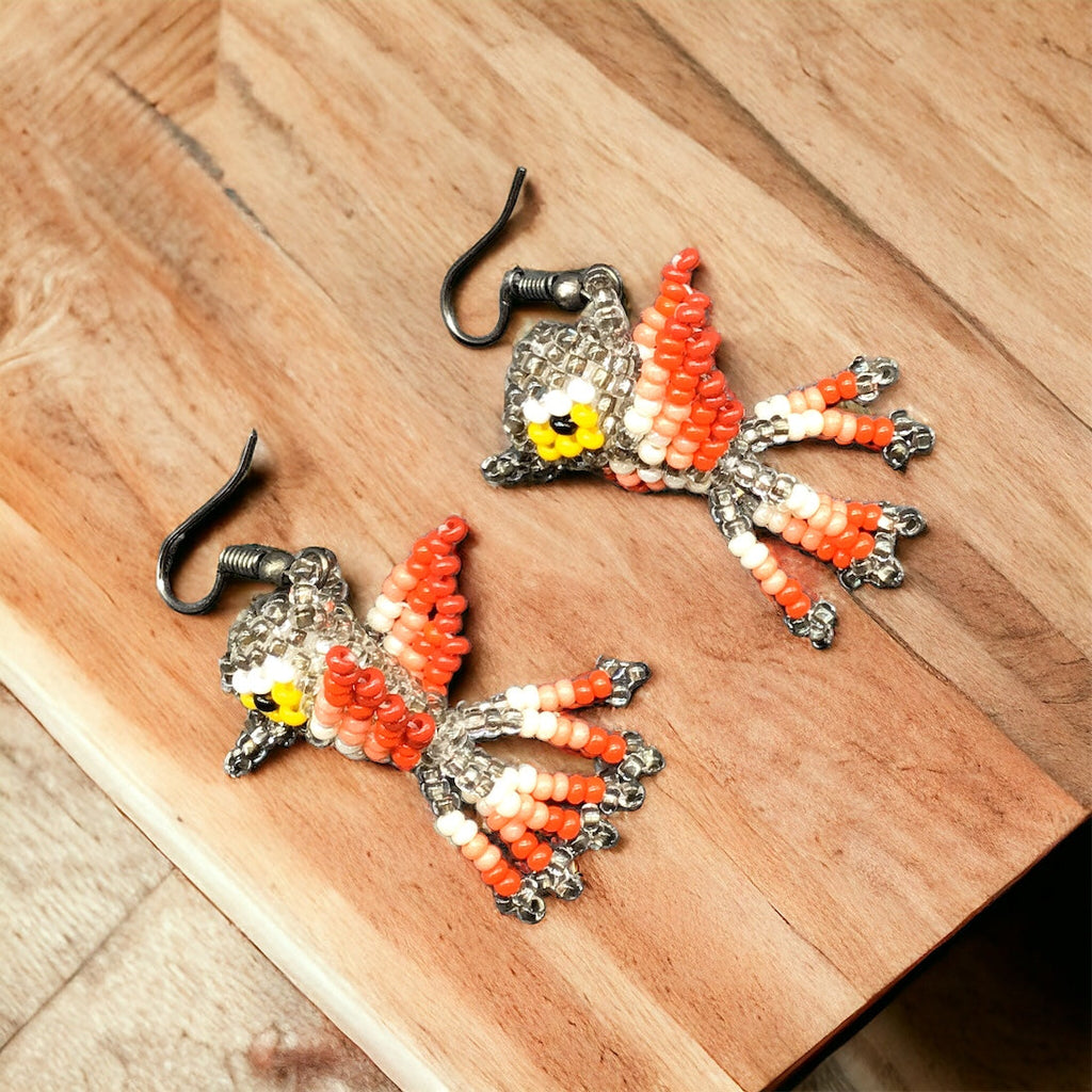 Boucles d'oreilles colibri perlées argentées OLD TRIBES™
