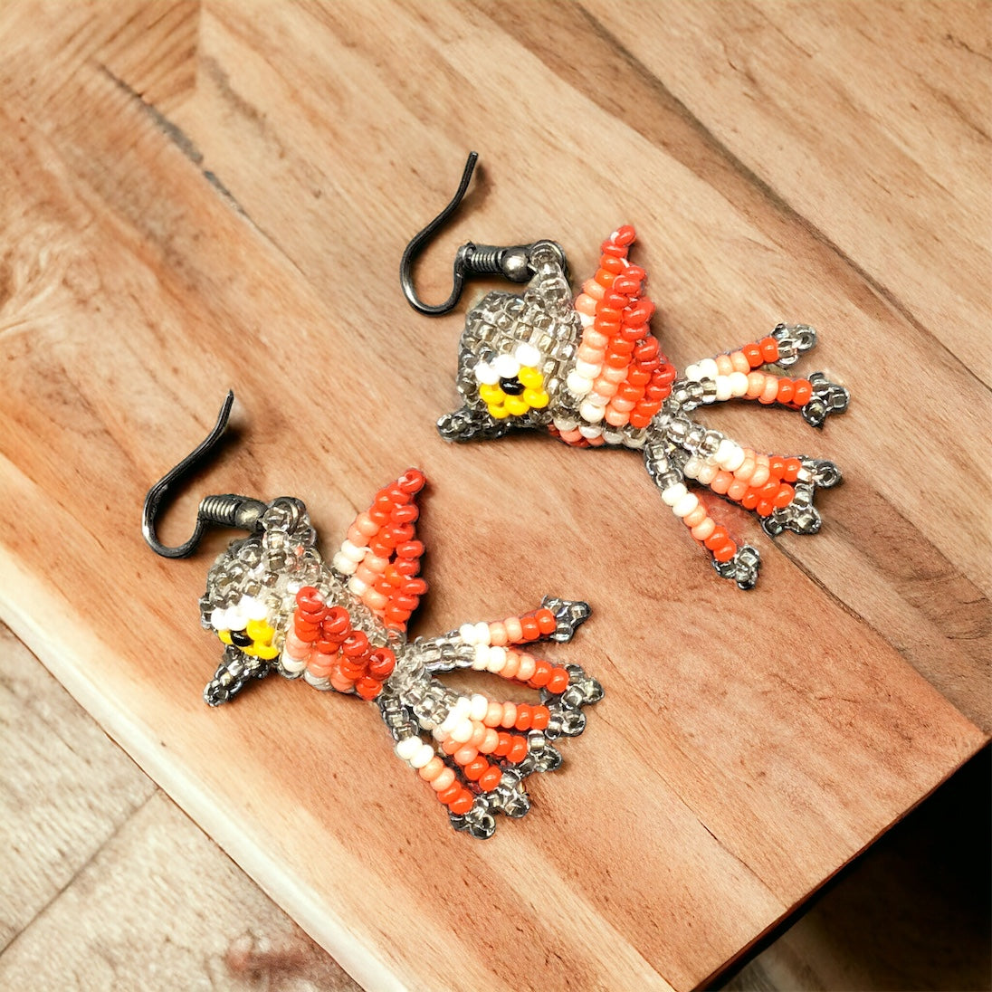Boucles d'oreilles colibri perlées argentées OLD TRIBES™