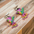 Boucles d'oreilles colibri roses perlées OLDTRIBES™