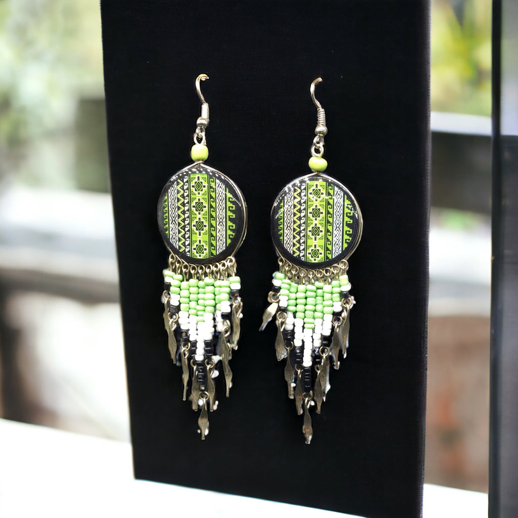Boucles d'oreilles rondes vertes OldTribes™ - Style du sud-ouest